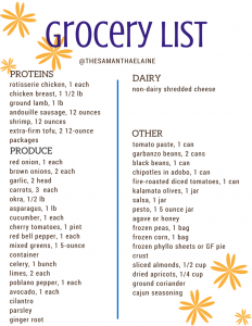 GROCERY LIST 7.12.2016