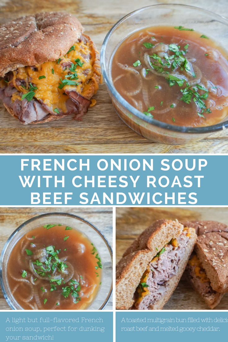 French Onion Soup with Cheesy Roast Beef Sandwiches Samantha Elaine
