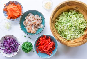 gluten free low carb healthy dinner peanut shrimp noodles