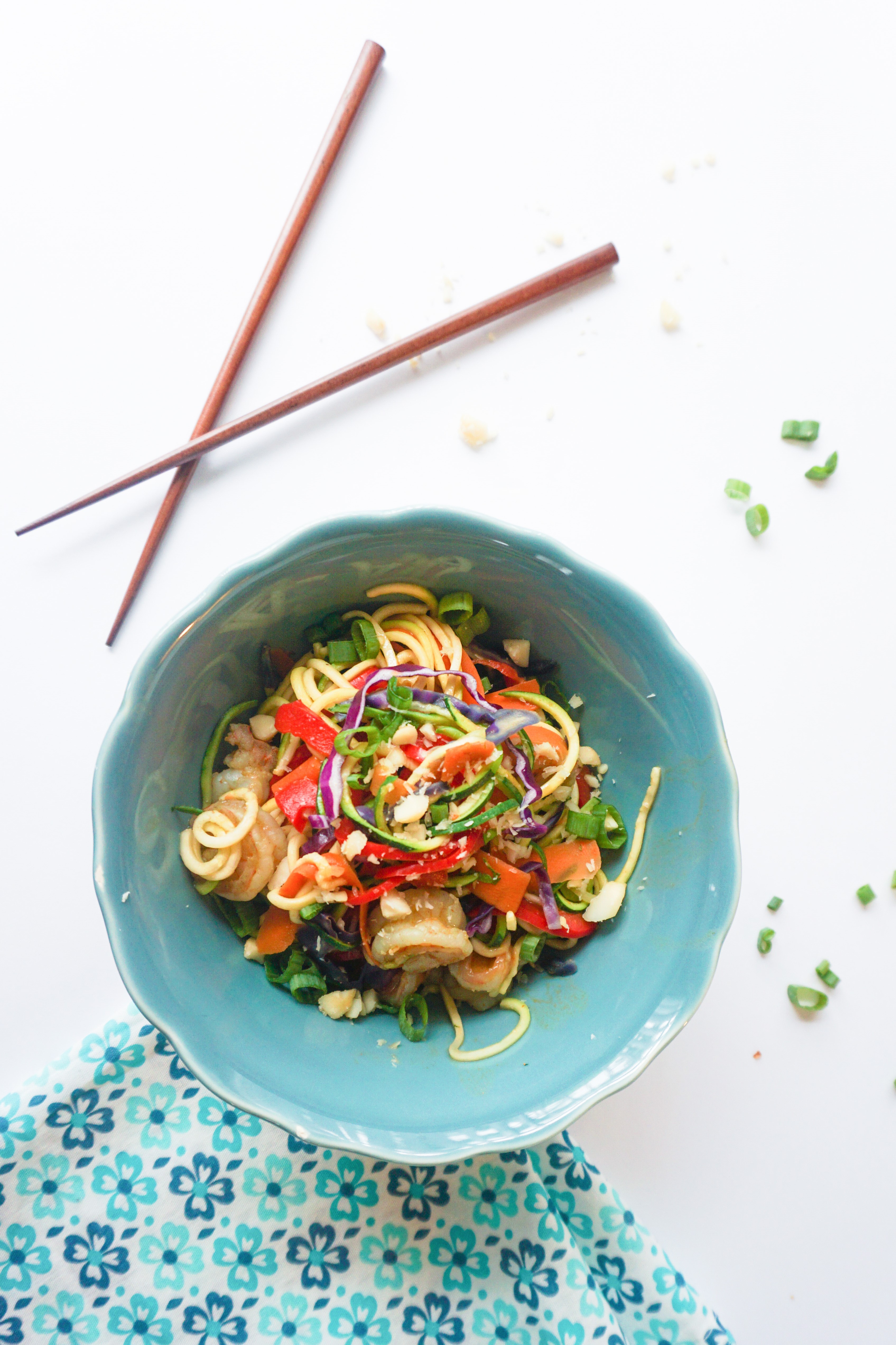 gluten free low carb healthy dinner peanut shrimp noodles